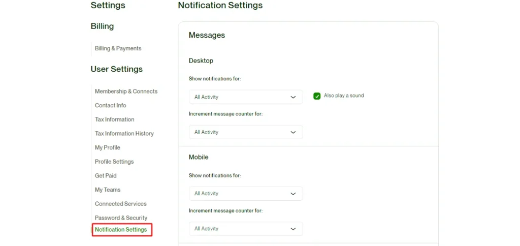 notification setting