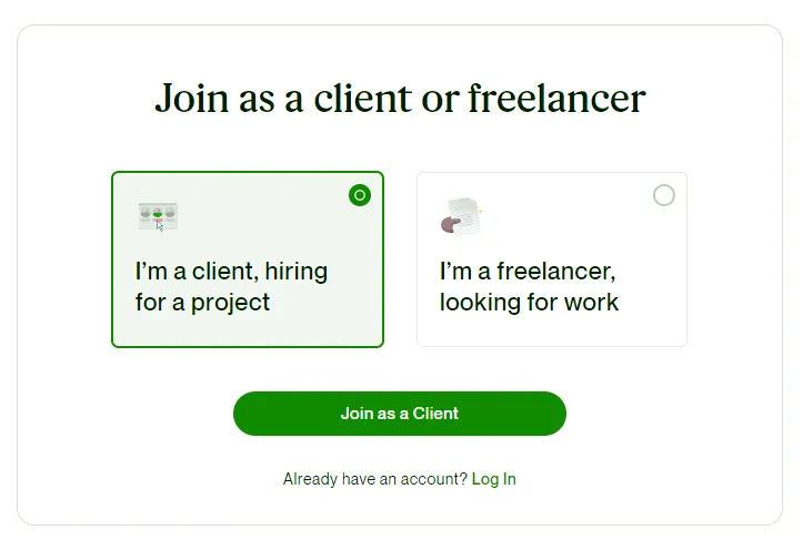 Join as a client or freelancers