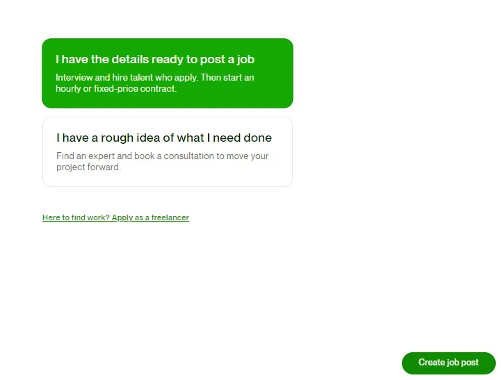 Posting a Job on Upwork