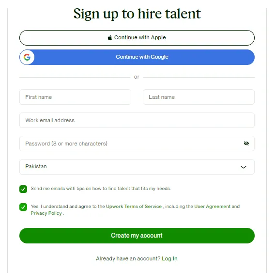 Sign up to hire talent
