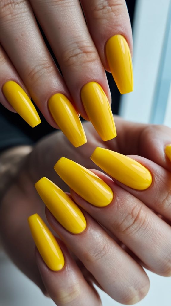 Anything But Basic Yellow Nails