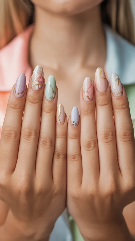 Artistic & Elegant: Creative Almond-Shaped Acrylic Nails