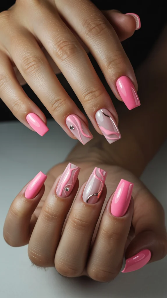 Artistic Expressions Unique Pink Acrylic Nail Designs
