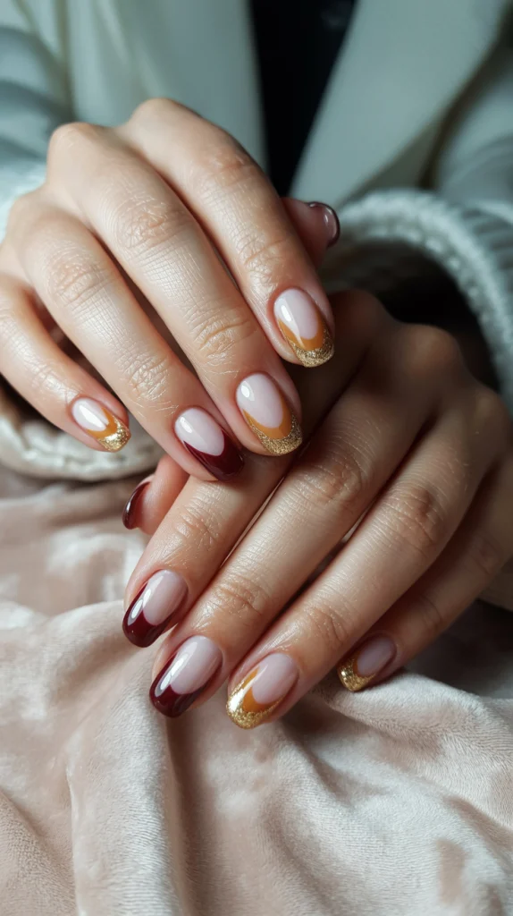 Autumn Elegance French Tip Acrylics with a Seasonal Spin