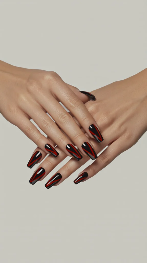 Black and Red Nails