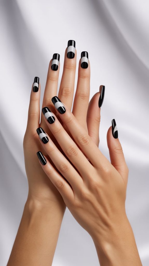 Black and White Acrylic Nails