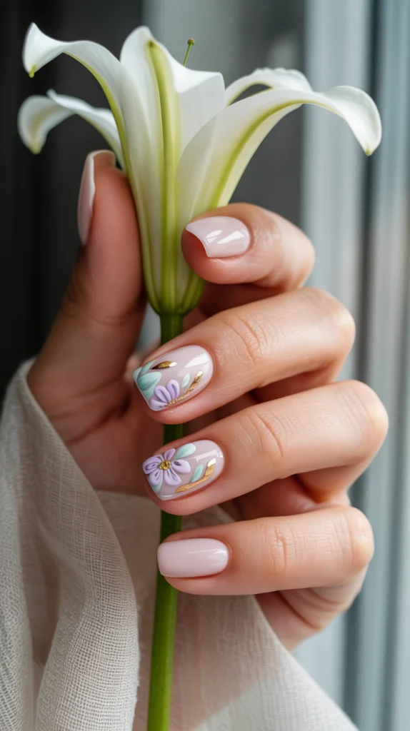 Blooming Beauties: Floral Art on Short Nails