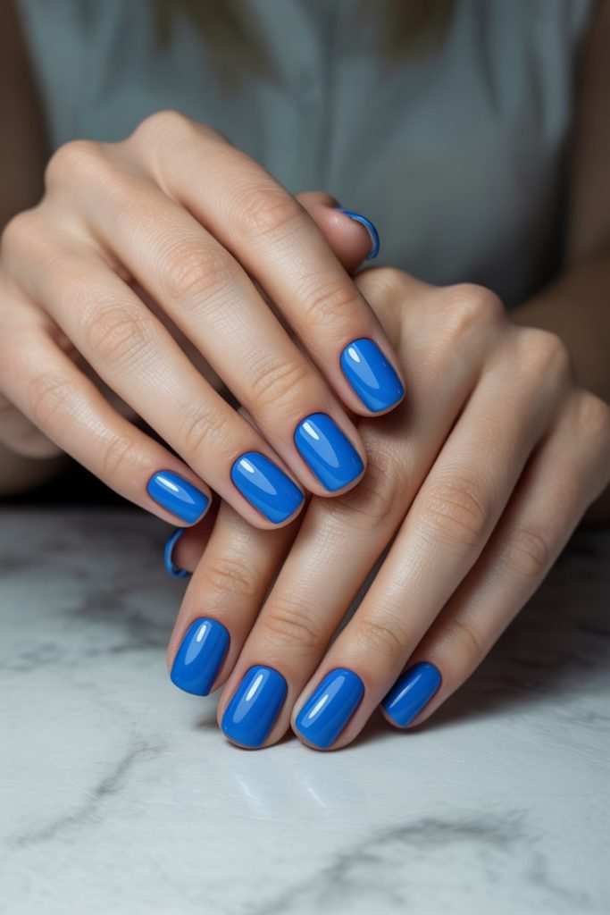 Blue Acrylic Nails Short