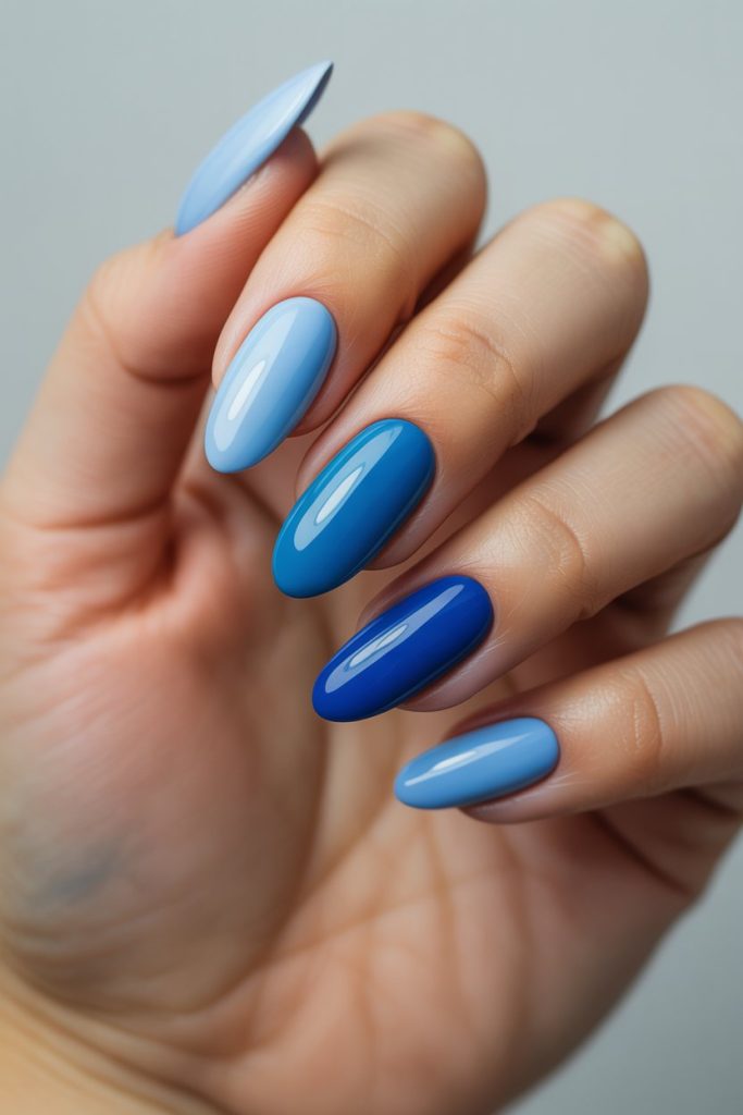 Blue Almond Acrylic Nails