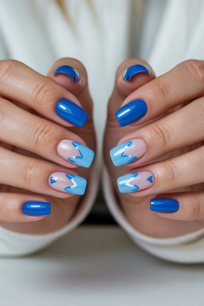 Blue Heart Nails Acrylic