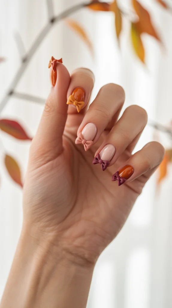 Bows & Beauty A Playful Twist on Fall Nails