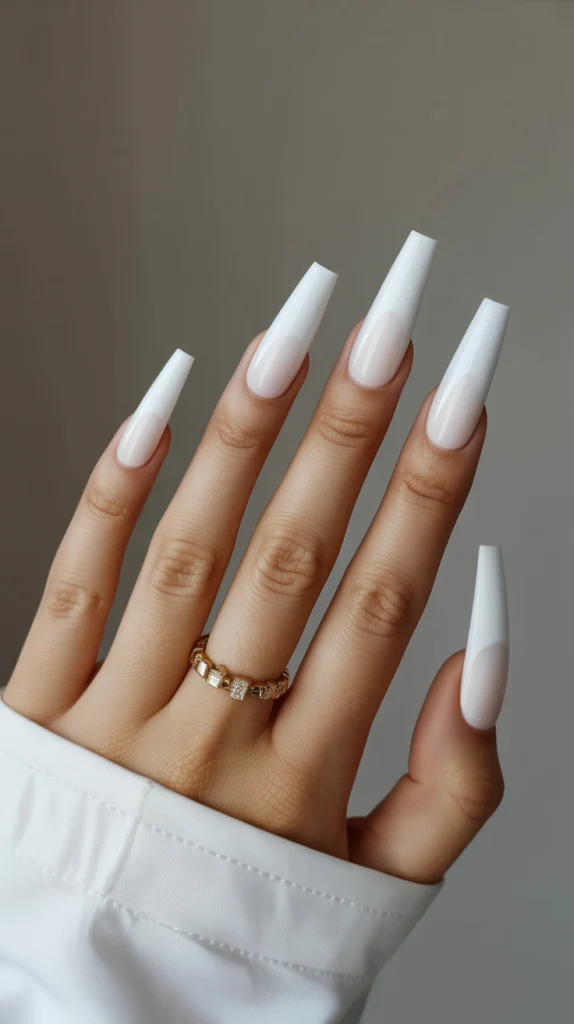 Chic & Edgy: "White Coffin Acrylics for Bold Vibes