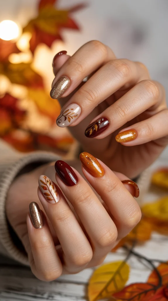 Crisp Contrast White Accents on Fall Acrylics