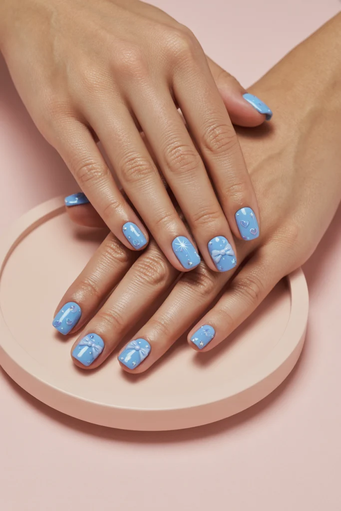Cute Blue Acrylic Nails