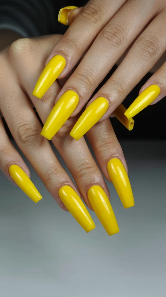 Easy Long Yellow Acrylic Nails