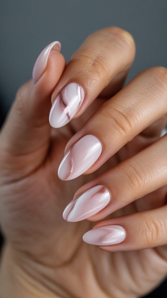 Elegant Nails Pale Pink Marble