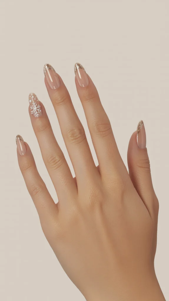 Elegant Nude Nails Christmas Festive Without the Flash