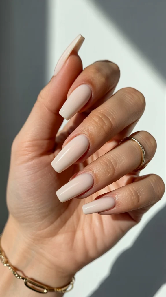 Elegant Nude Nails Coffin – Bold Elegance with a Modern Edge