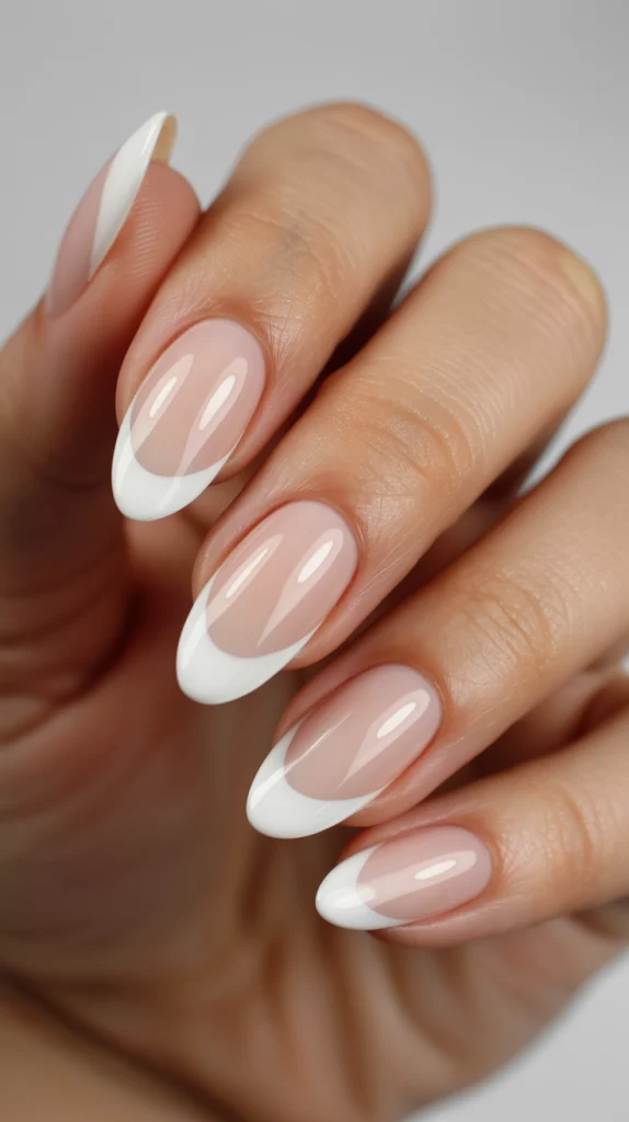 Elegant Nude Nails White Pure and Polished