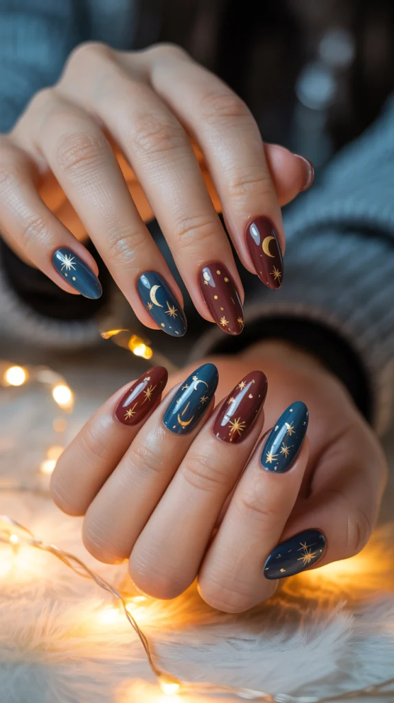 Fall Nail Moons and Stars