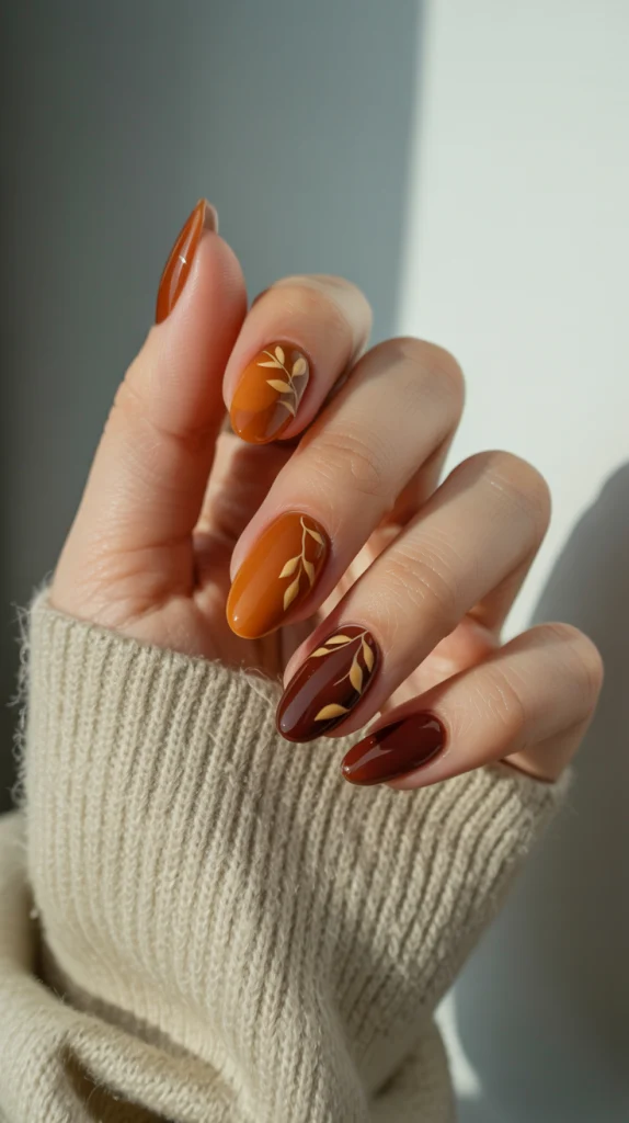 Almond Perfection Fall Acrylics with a Soft Silhouette