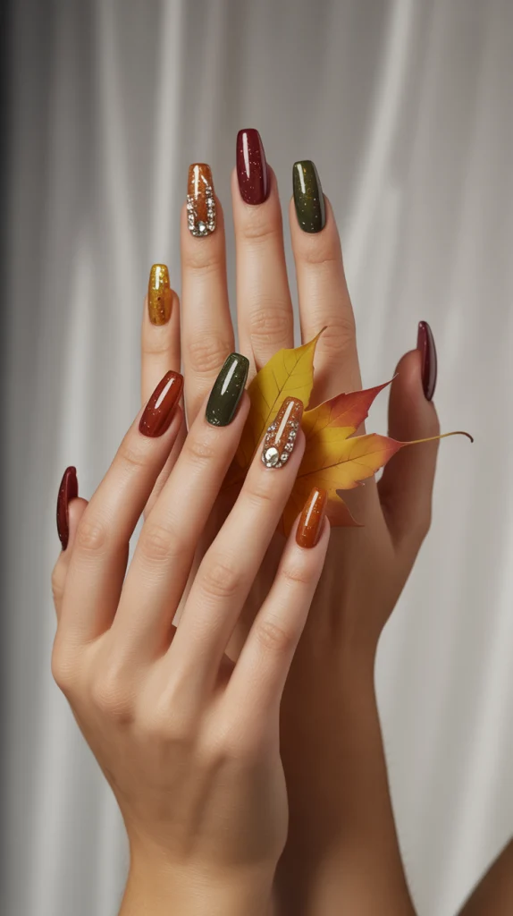 Falling Leaves Leaf Designs on Autumn Acrylics