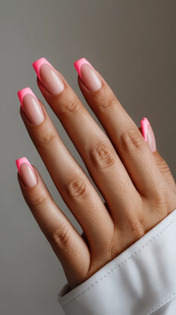 French Tip with a Pink Twist