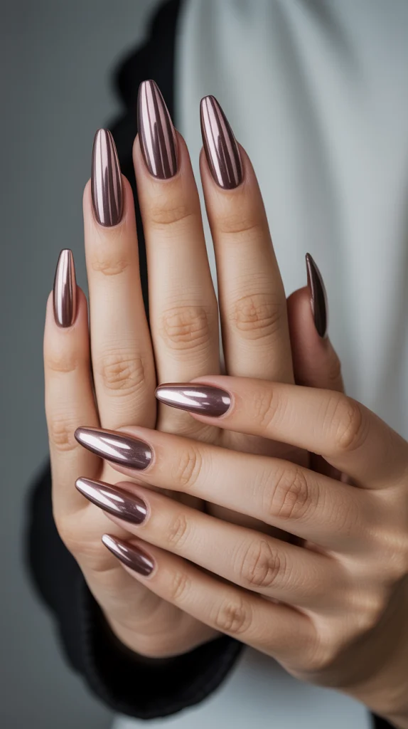 Futuristic Glam: Nude Chrome Finishes