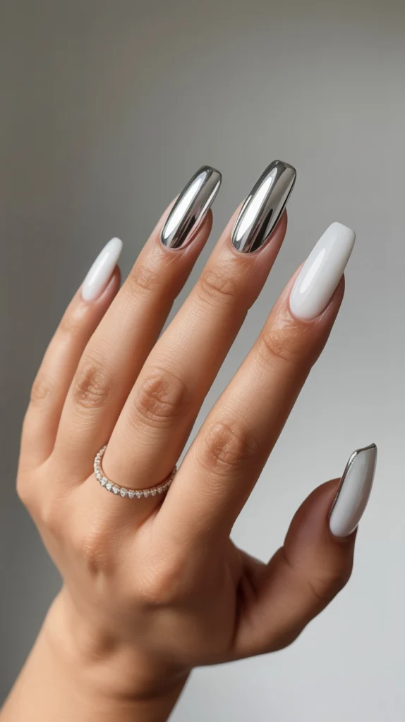 Futuristic Shine: Chrome Over White for a Sleek Finish