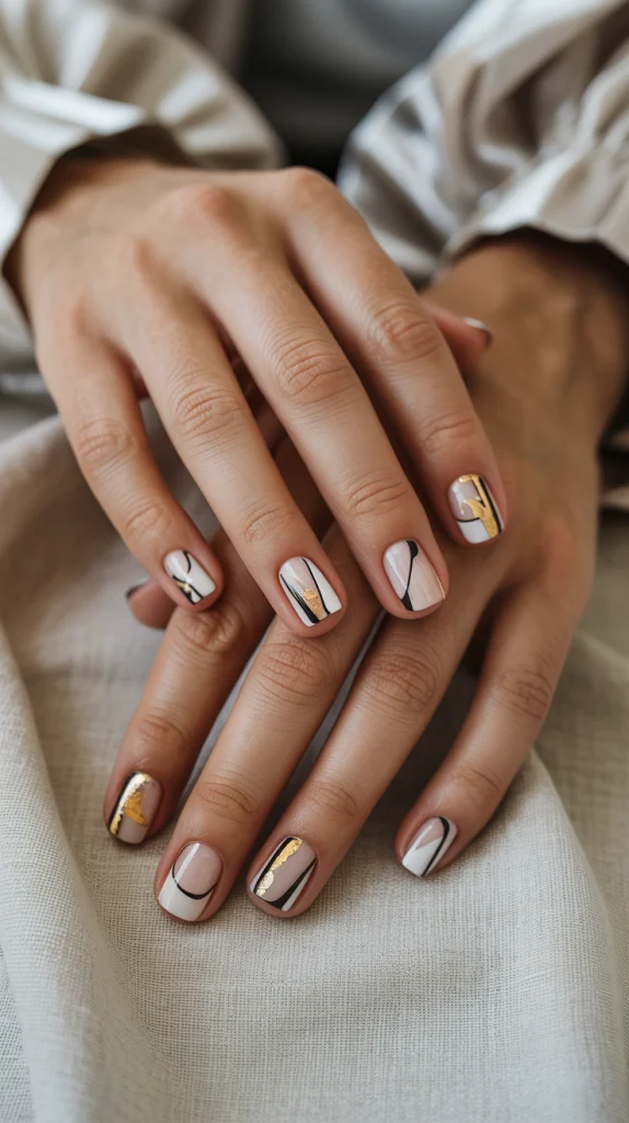 Geometric Chic: Unique Short Square Acrylic Nails
