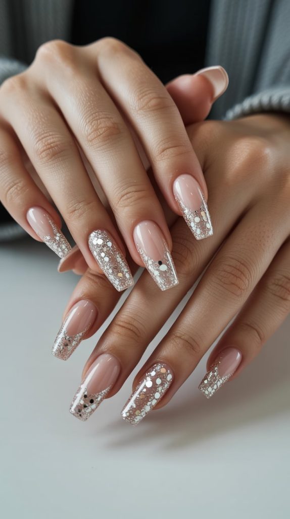 Glitz Meets Nude Glitter-Infused Designs