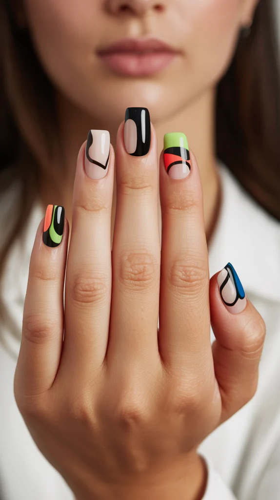 Graphic Acrylic Nails