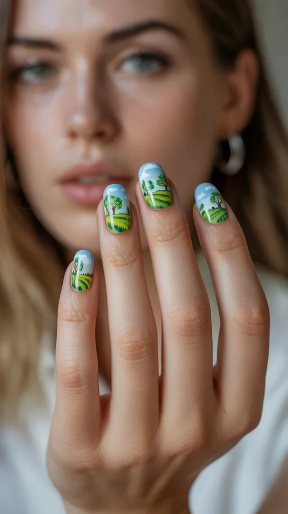 Hand-Painted Countryside Scene