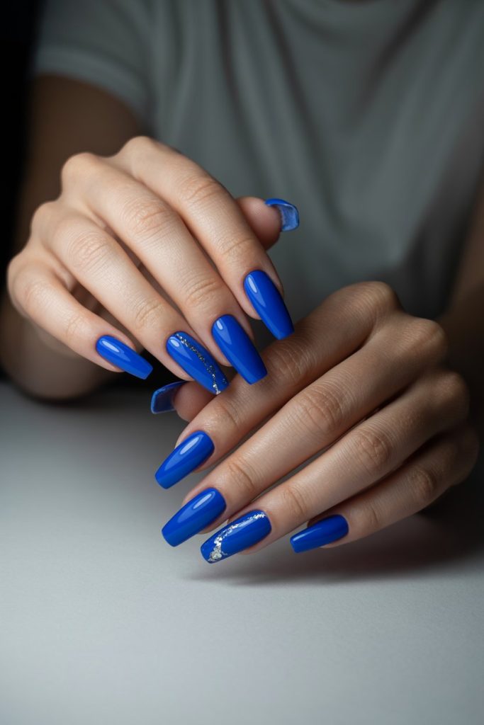 Long Blue Acrylic Nails