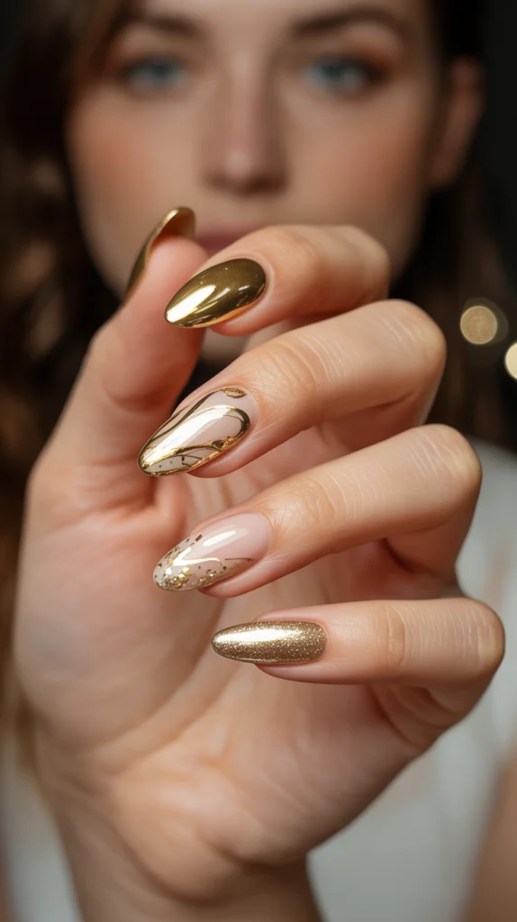 Luxe & Loud: Gold Acrylic Nails That Shine with Originality