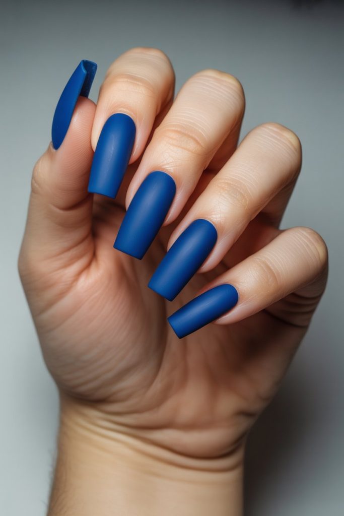 Matte Blue Acrylic Nails