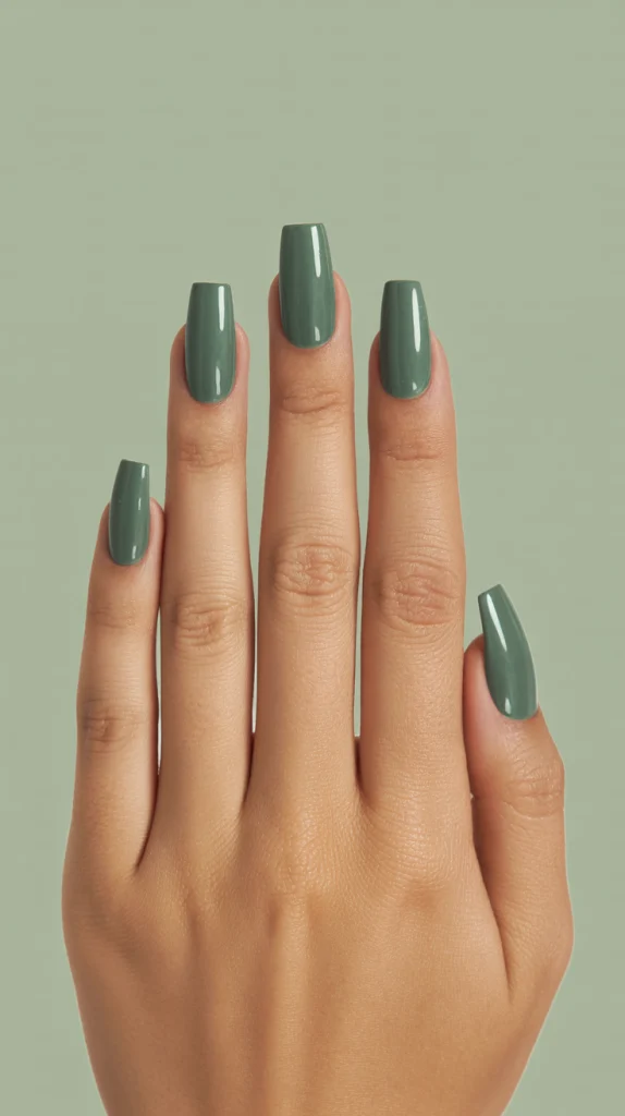 Metallic Blue-Green Nails for a Bold Look