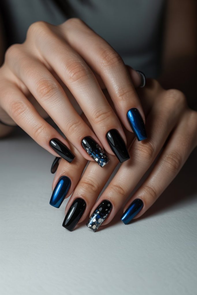 Midnight Blue Acrylic Nails
