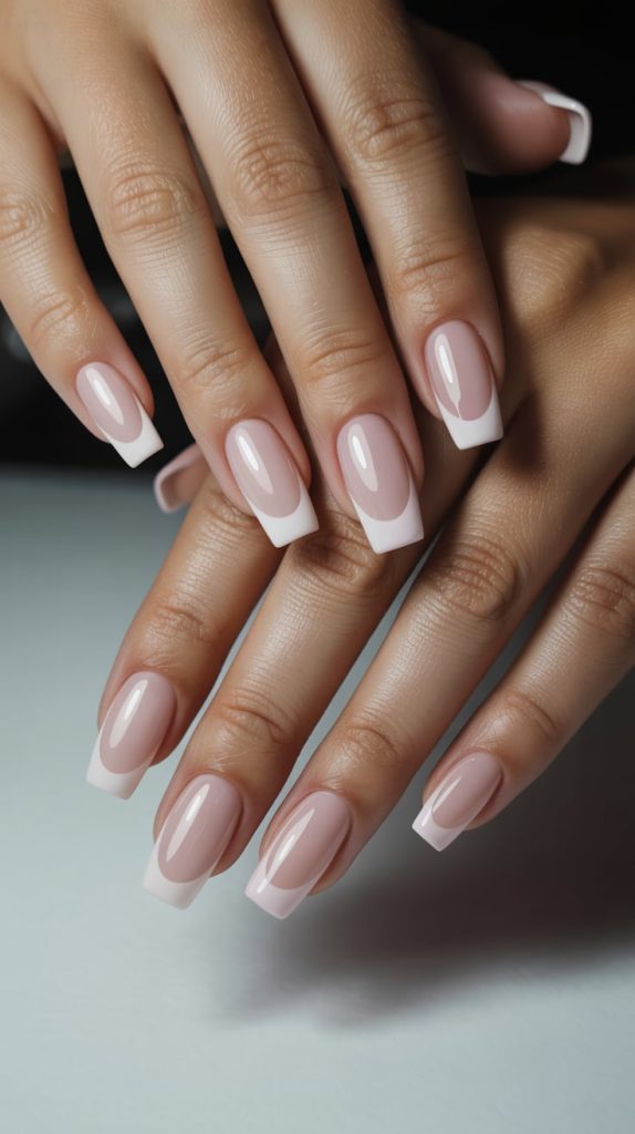 Modern French Elegance with Nude Tips