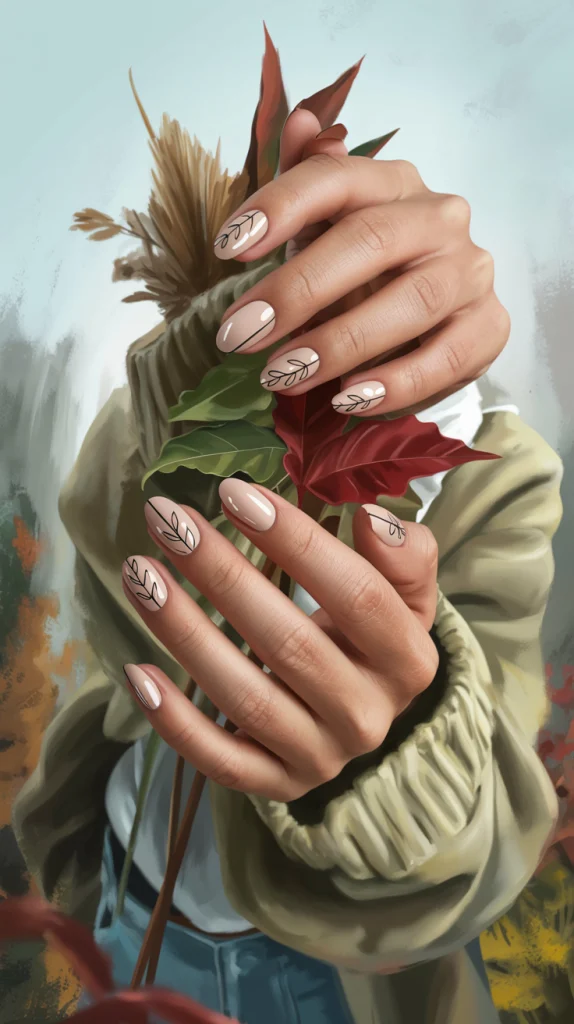 Modern & Minimal: Fall Nails with Clean Line Art