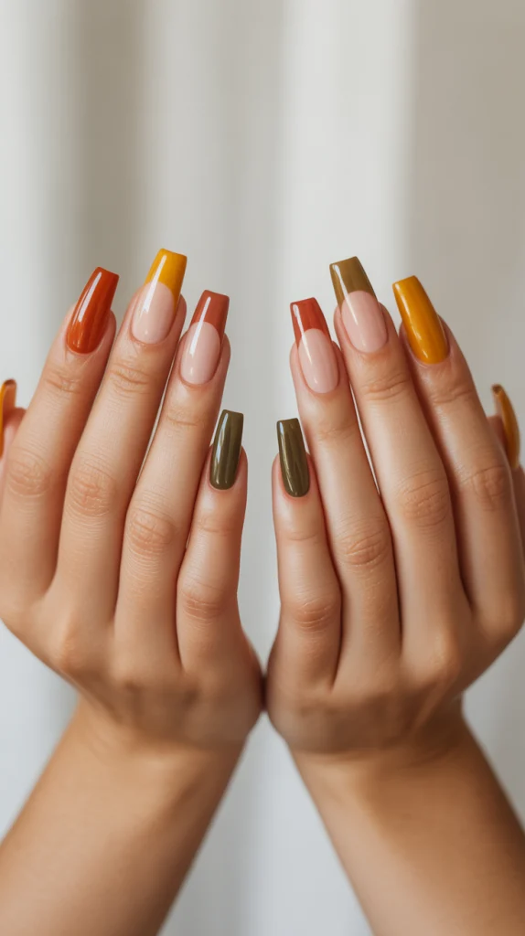 Natural Coffin Nails in Fall Colors