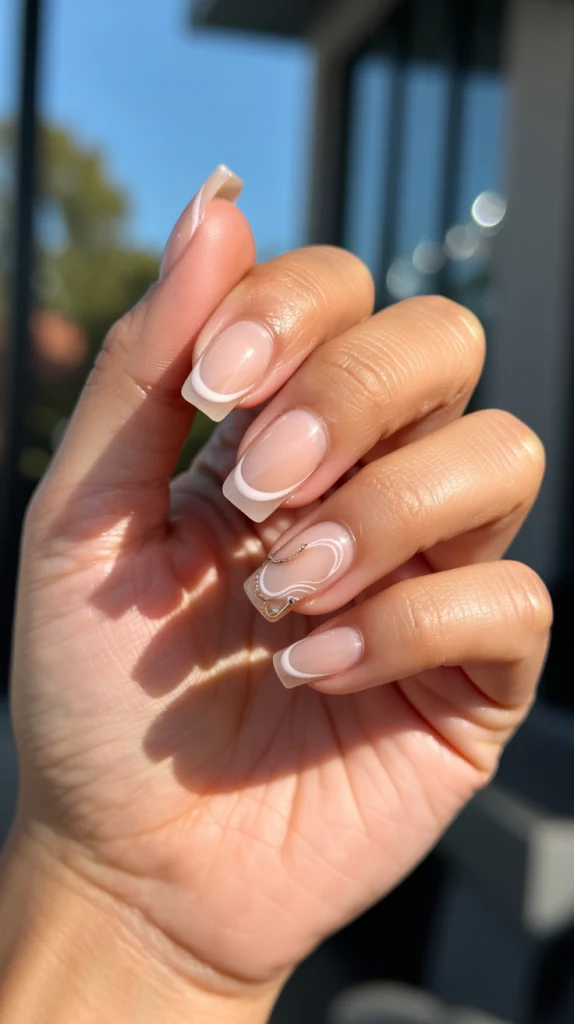 Nude Nails with Design Acrylic Durable Beauty Meet