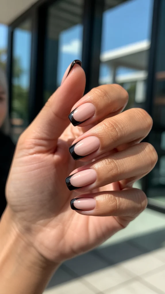 Nude Nails with Design Blue Cool