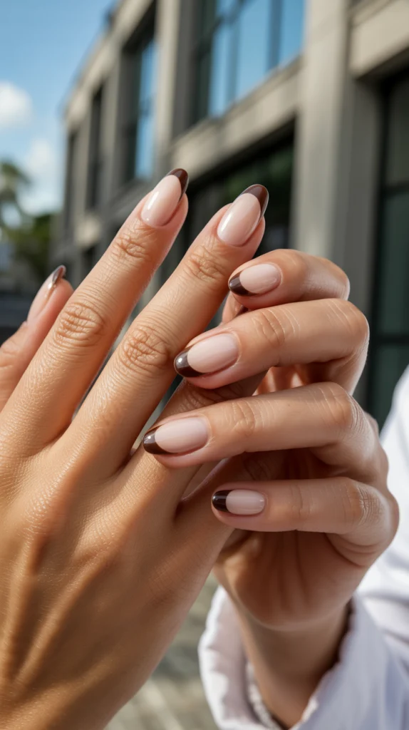 Nude Nails with Design Brown Earthy Elegant