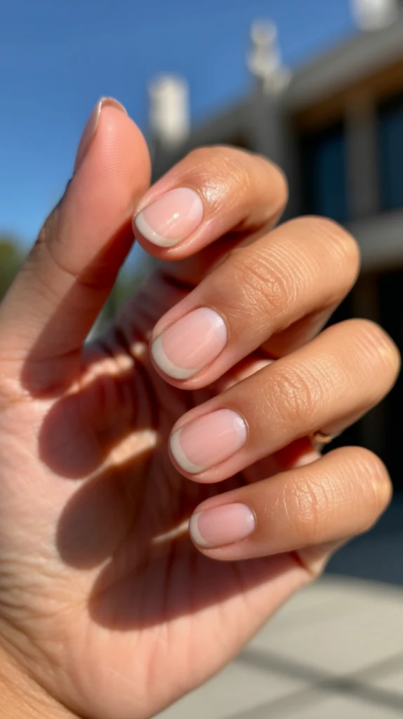 Nude Nails with Design Simple Effortless