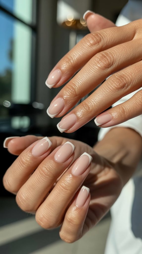 Nude Nails with Design Square Chic