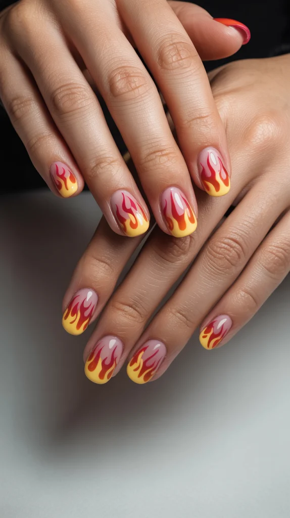 Ombré Flame Nails