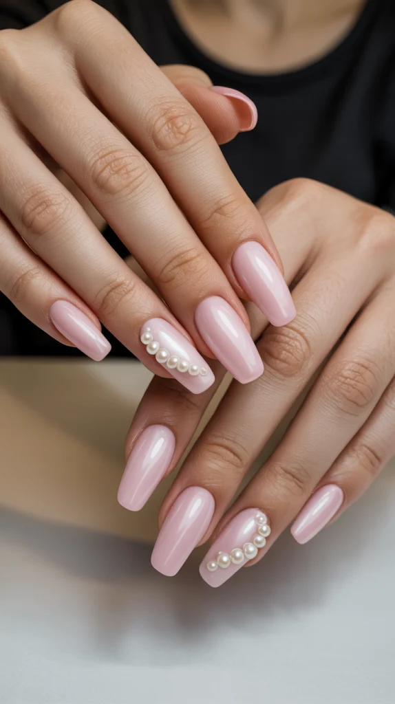 Pearl Accents That Elevate Your Pink Manicure