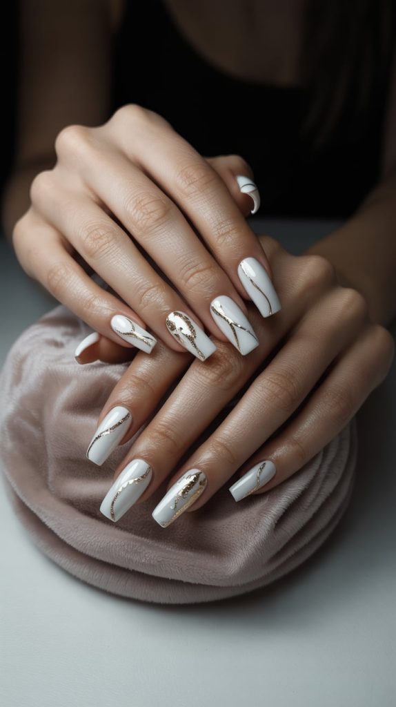 Pure Luxe: White and Gold Nails That Exude Glamour