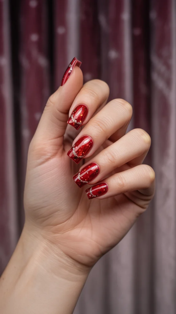 Red Glitter Tips